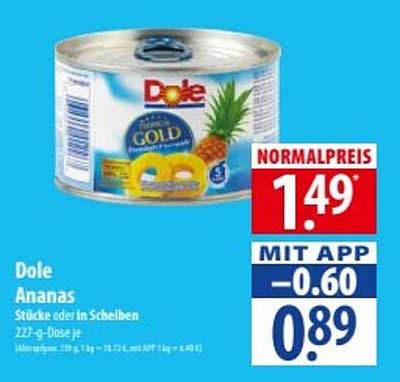 Dole Ananas Stücke oder in Scheiben 227-g-Dose