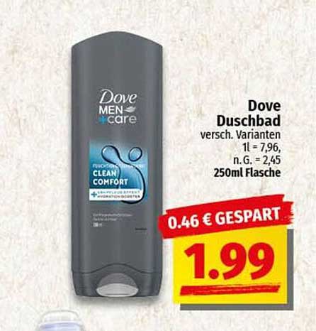 Dove Duschbad Clean Comfort 250ml - jetzt nur 1,99 €