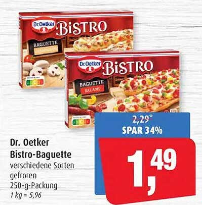 Dr. Oetker Bistro-Baguette verschiedene Sorten gefroren 250-g-Packung