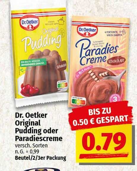 Dr. Oetker Original Pudding oder Paradiescreme - verschiedene Sorten