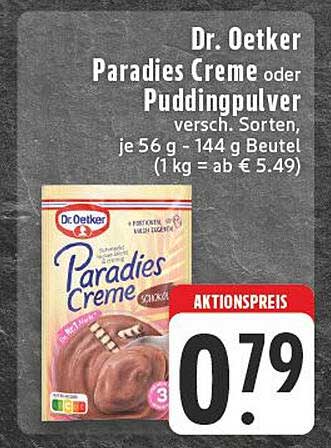 Dr. Oetker Paradies Creme oder Puddingpulver 56 g - 144 g Beutel