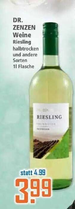 DR. ZENZEN Weine Riesling halbtrocken und andere Sorten 1l Flasche