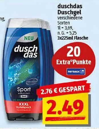 duschdas Duschgel Sport 3x225ml Flasche