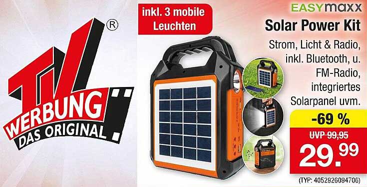 EASYmaxx Solar Power Kit mit 3 mobilen Leuchten