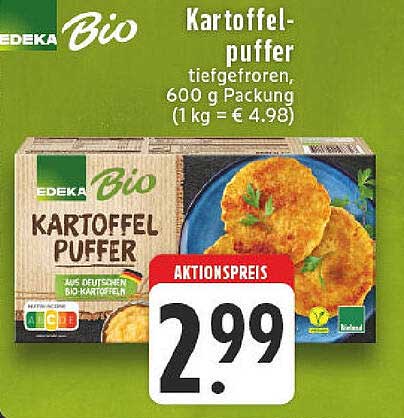 Edeka Bio Kartoffelpuffer, tiefgefroren, 600 g Packung
