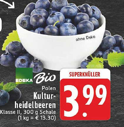 EDEKA Bio Kulturheidelbeeren 300 g Schale