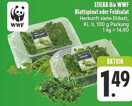 EDEKA Bio WWF Blattsalat oder Feldsalat, 100 g