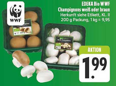 EDEKA Bio WWF Champignons weiß oder braun