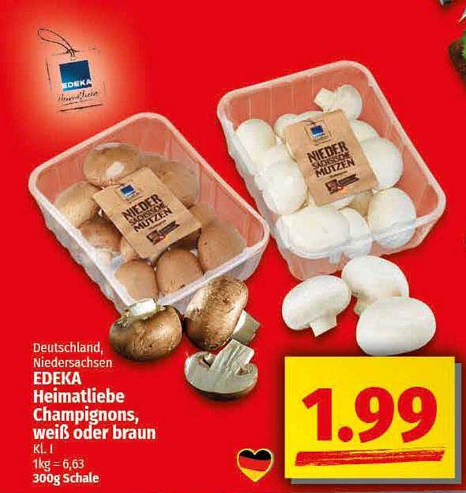 EDEKA Heimatliebe Champignons, weiß oder braun - 300g Schale
