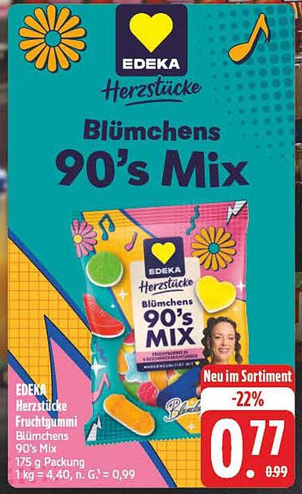 EDEKA Herzstücke Blümchens 90's Mix Fruchtgummi