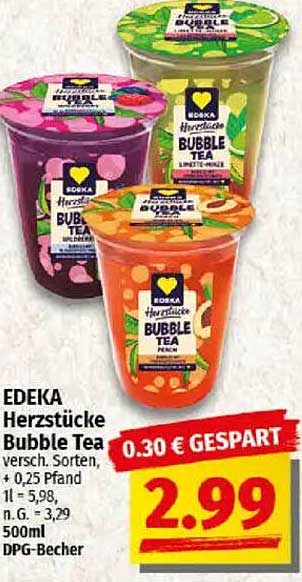 EDEKA Herzstücke Bubble Tea – Verschiedene Sorten