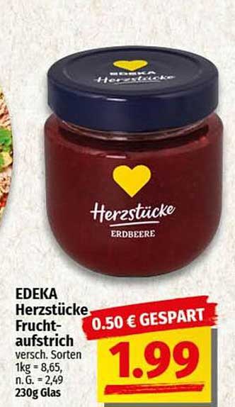 EDEKA Herzstücke Fruchtaufstrich Erdbeere - 0,50 € gespart!