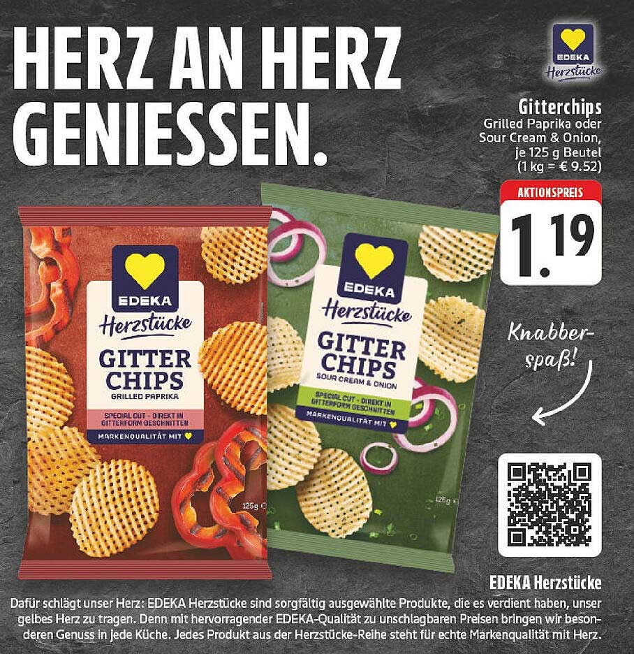 EDEKA Herzstücke Gitterchips - Grilled Paprika oder Sour Cream & Onion