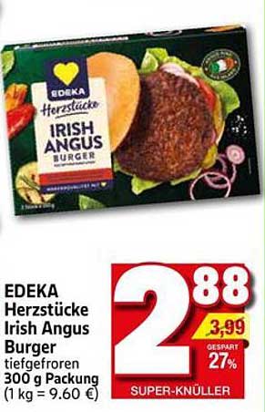 EDEKA Herzstücke Irish Angus Burger 300 g