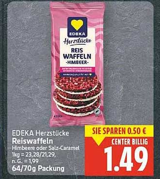 EDEKA Herzstücke Reiswaffeln - Himbeere oder Salz-Caramel 1kg