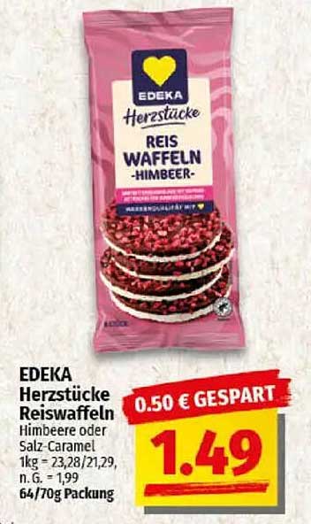 EDEKA Herzstücke Reiswaffeln - Himbeere oder Salz-Caramel