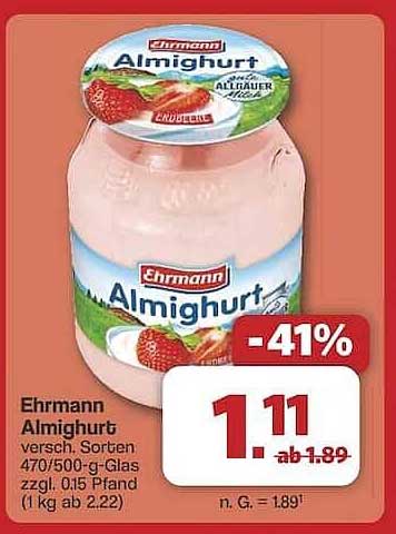 Ehrmann Almighurt - verschiedene Sorten (470/500-g-Glas)