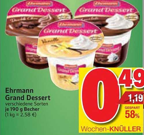 Ehrmann Grand Dessert, verschiedene Sorten je 190 g Becher