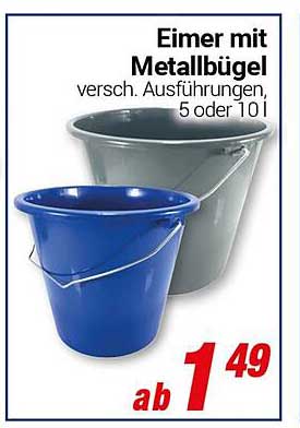 Eimer mit Metallbügel, verschiedene Ausführungen, 5 oder 10 l