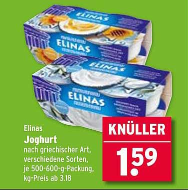 Elinas Joghurt nach griechischer Art, verschiedene Sorten, je 500-600 g-Packung