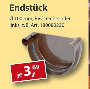 Endstück Ø 100 mm, PVC, rechts oder links, z.B. Art. 180080230