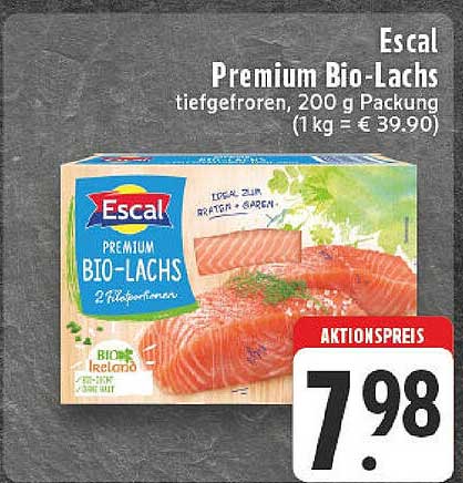 Escal Premium Bio-Lachs tiefgefroren, 200 g Packung