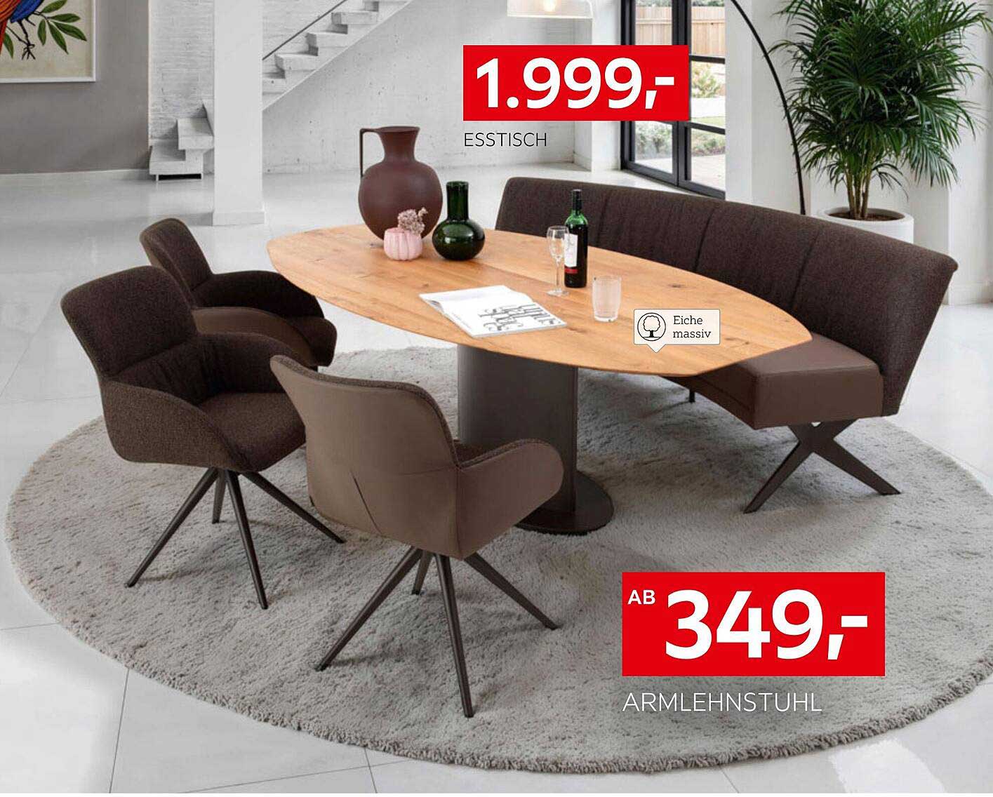Esstisch mit Armlehnstuhl-Angebot