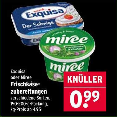 Exquisa oder Miree Frischkäsezubereitungen - KNÜLLER Angebot