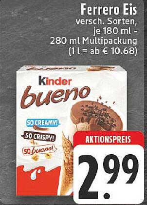 Ferrero Eis versch. Sorten, je 180 ml - 280 ml Multipackung