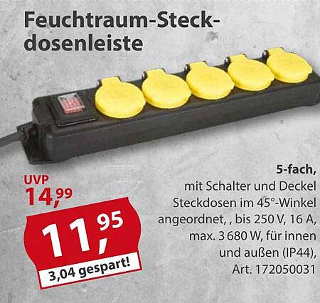 Feuchtraum-Steckdosenleiste