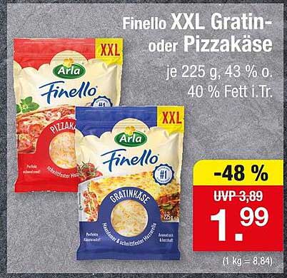 Finello XXL Gratin- oder Pizzakäse 225 g