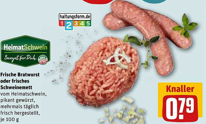 Frische Bratwurst oder frisches Schweinemett von HeimatSchwein