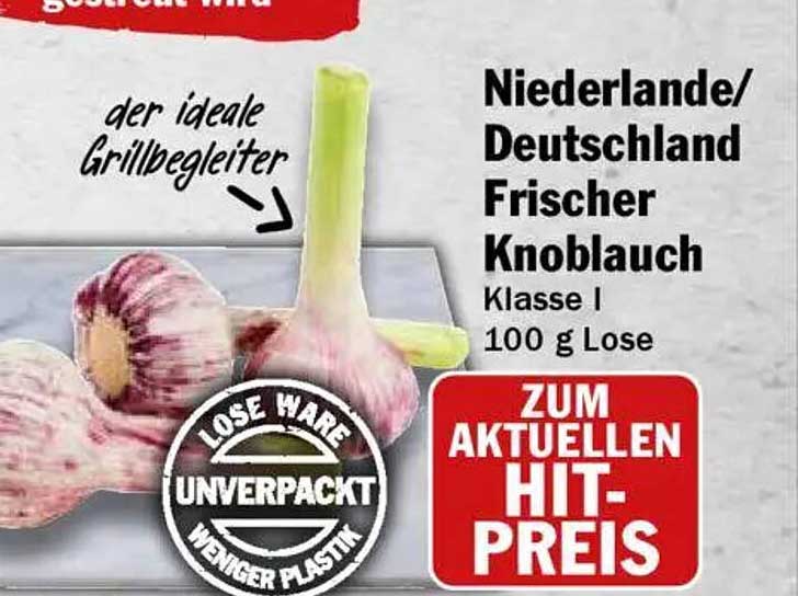 Frischer Knoblauch aus den Niederlanden/Deutschland - Klasse I (100 g Lose)