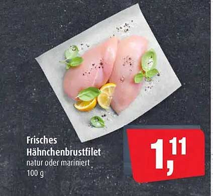 Frisches Hähnchenbrustfilet natur oder mariniert 100 g