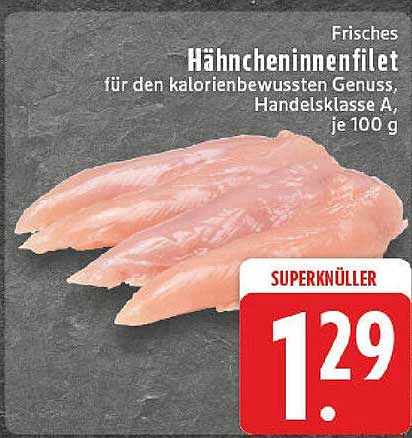 Frisches Hähncheninnensfilet für den kalorienbewussten Genuss, Handelsklasse A, je 100 g