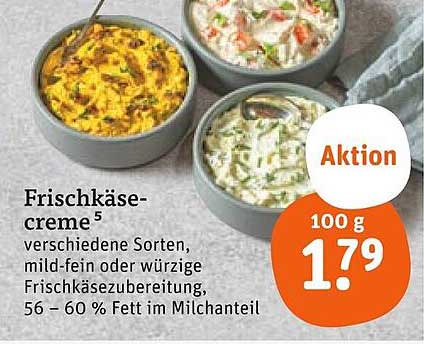 Frischkäse-Creme verschiedene Sorten, mild-fein oder würzige Frischkäsezubereitung