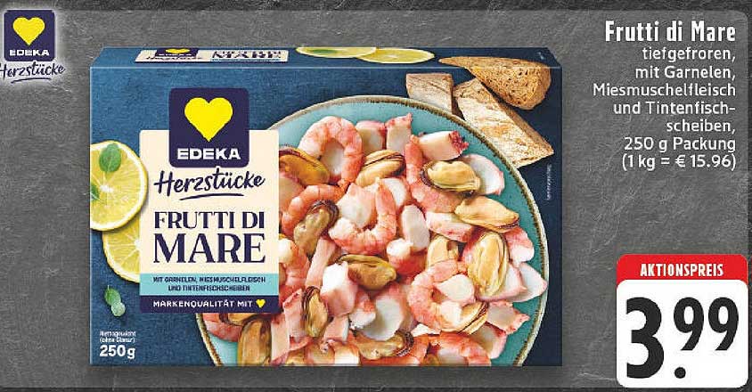 Frutti di Mare - tiefgefroren mit Gambas, Miesmuschelfleisch und Tintenfischscheiben