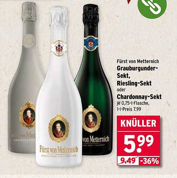 Fürst von Metternich Grauburgunder-Sekt, Riesling-Sekt oder Chardonnay-Sekt