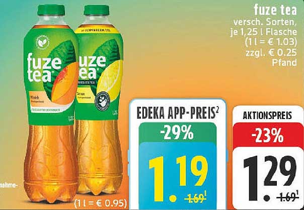 fuze tea - verschiedene Sorten, je 1,25 L Flasche