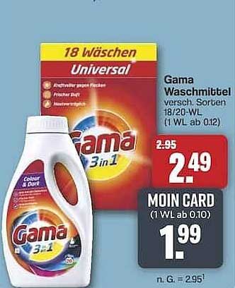 Gama Waschmittel 3 in 1, 18 Wäschen, verschiedene Sorten