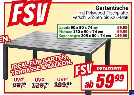 Gartentische mit Polywood-Tischplatte, verschiedene Größen, bis XXL-Maß