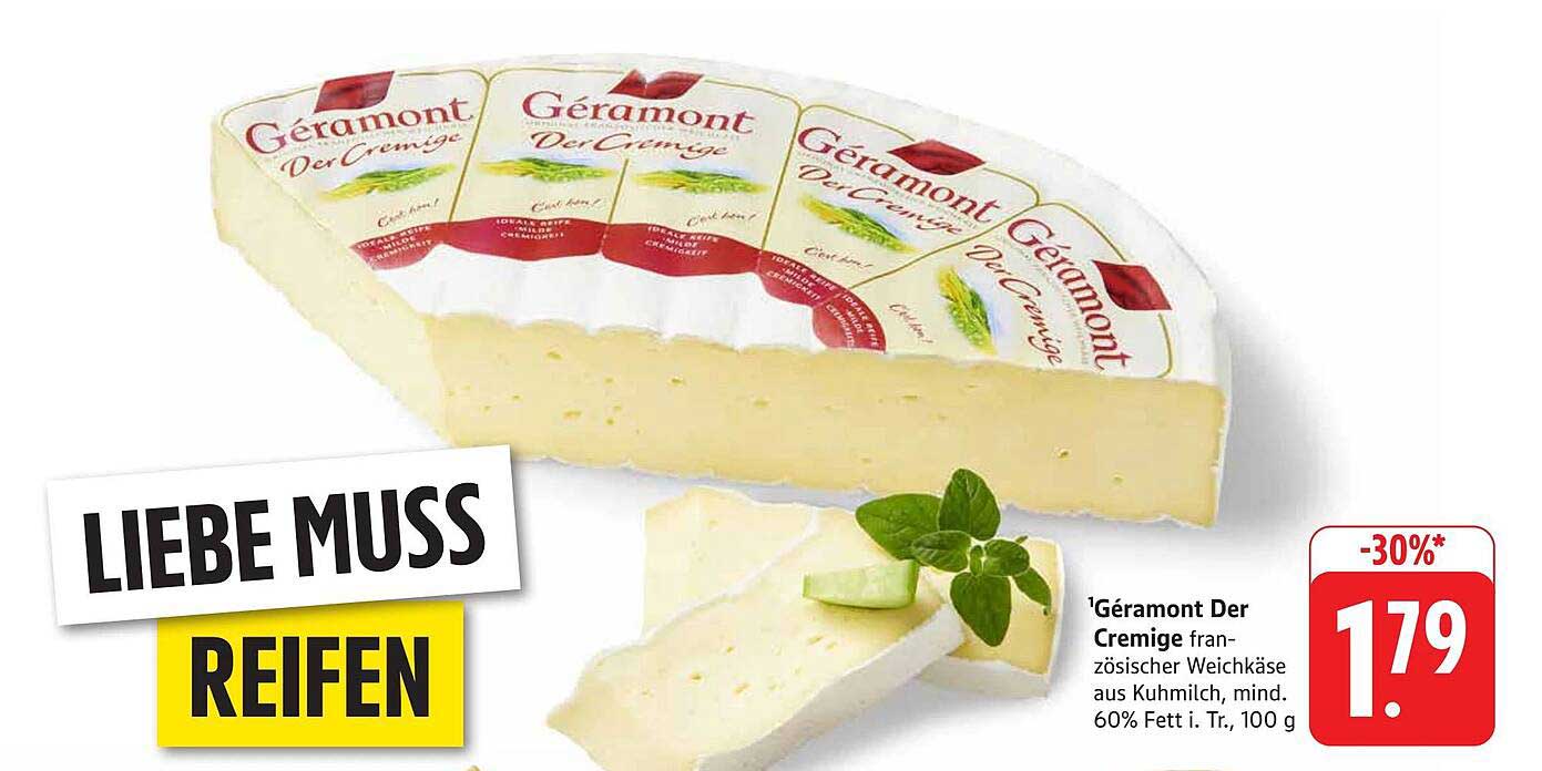 Géramont Der Cremige französischer Weichkäse aus Kuhmilch, mind. 60% Fett i. Tr., 100 g