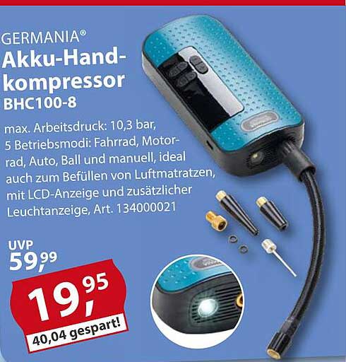 GERMANIA® Akku-Handkompressor BHC100-8