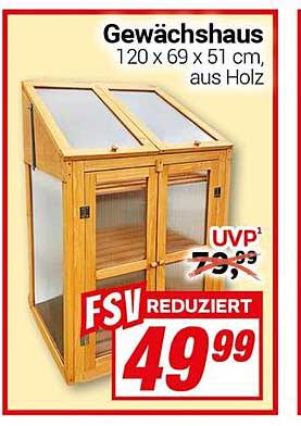 Gewächshaus 120 x 69 x 51 cm, aus Holz