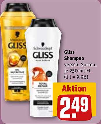 Gliss Shampoo, verschiedene Sorten, je 250-ml-Flasche