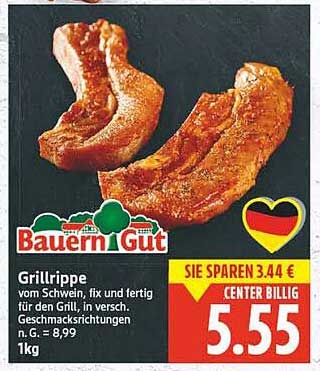 Grillrippe vom Schwein, fix und fertig für den Grill