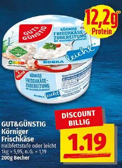 GUT& GÜNSTIG Körniger Frischkäse 200g