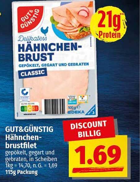 Gut&Günstig Delikatess Hähnchenbrust Classic 115g