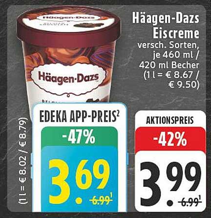 Häagen-Dazs Eiscreme, versch. Sorten, 460 ml Becher