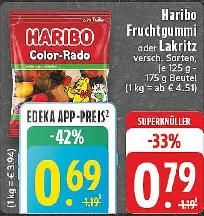 Haribo Fruchtgummi oder Lakritz, verschieden Sorten, 125 g - 175 g Beutel
